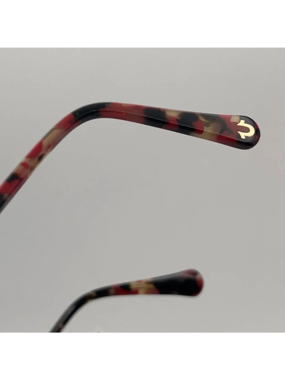 True Religion TRU T037 Eyeglass Frames Full Square Red Black Marble 53-17-140